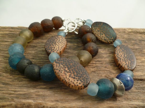 bengoArt Recyclingglasperlen Armbänder Kombischmuck