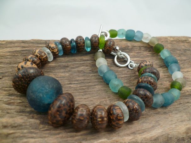 bengoArt Recyclingglasperlen Armbänder Kombischmuck