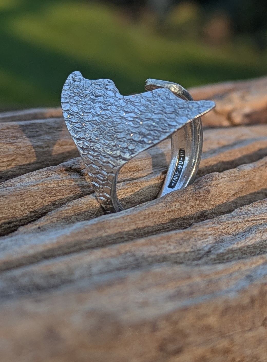 Flukenring , strukturiert, versilbert