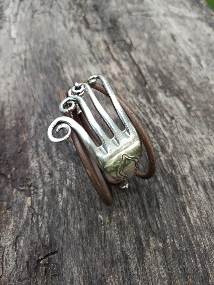 Armband Leder Gabelspange Welle