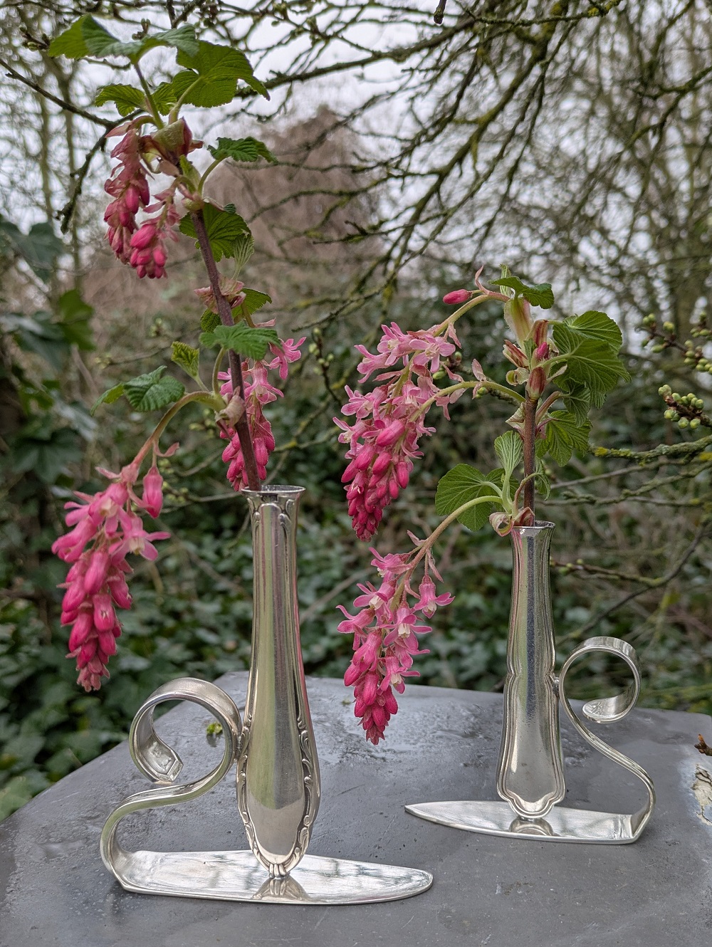 Väschen Kleine TafelRomantik Fischmesser bengoArt Upcycling Besteckkunst Kleine Tafelromantik