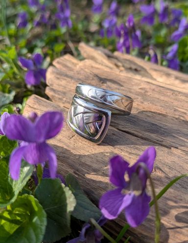 Edelstahlring Twister bengoArt Besteckkunst Edelstahlring Spoonring Löffelring