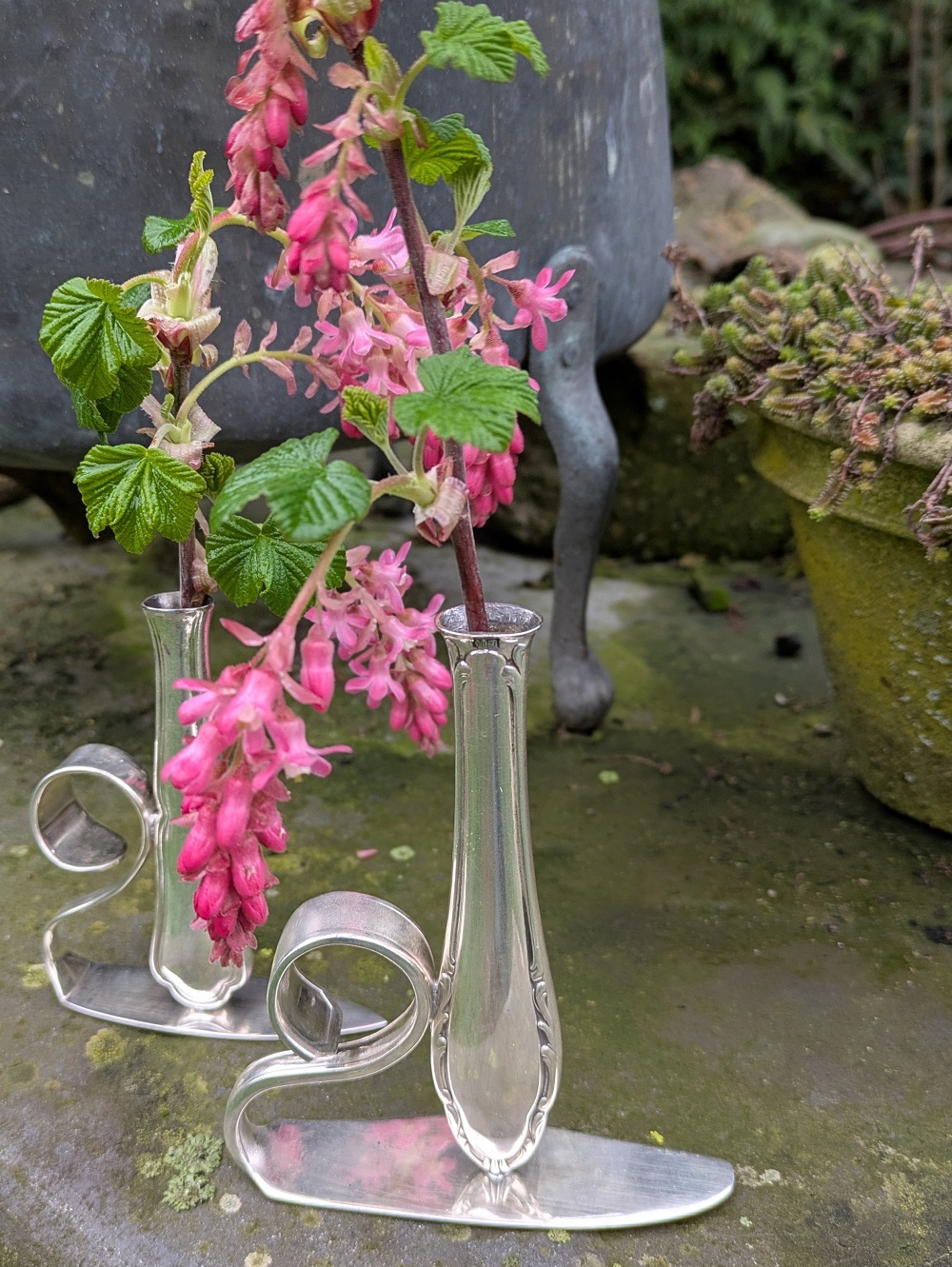 Väschen Kleine TafelRomantik Fischmesser bengoArt Upcycling Besteckkunst Kleine Tafelromantik